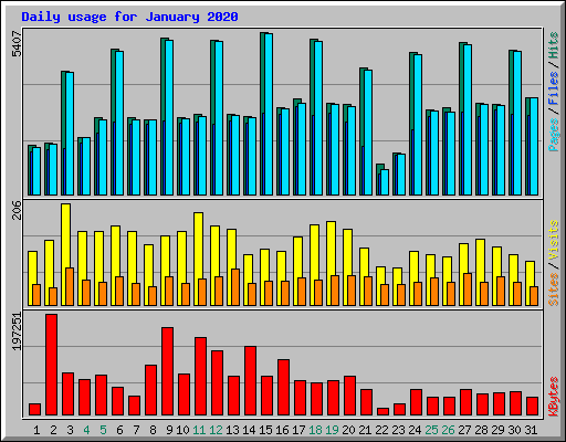 Daily usage for January 2020