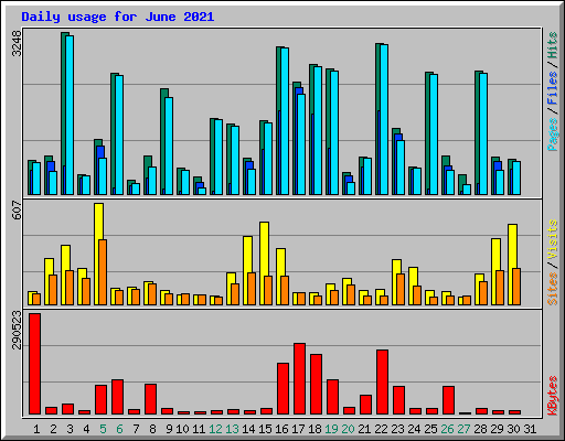 Daily usage for June 2021