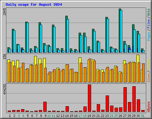 Daily usage for August 2024