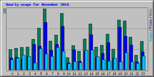 Hourly usage for November 2016
