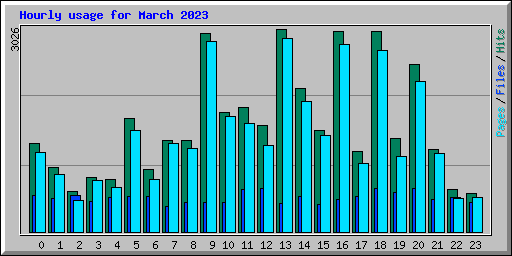Hourly usage for March 2023